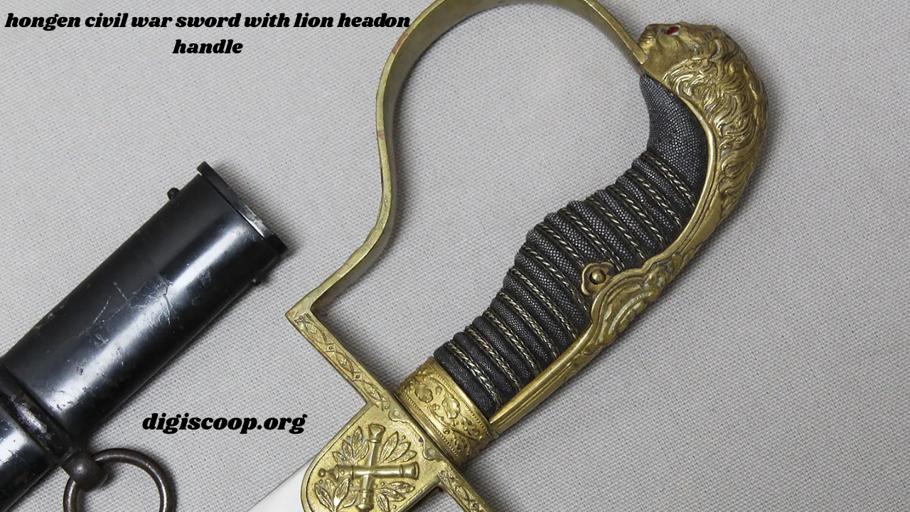hongen civil war sword with lion headon handle
